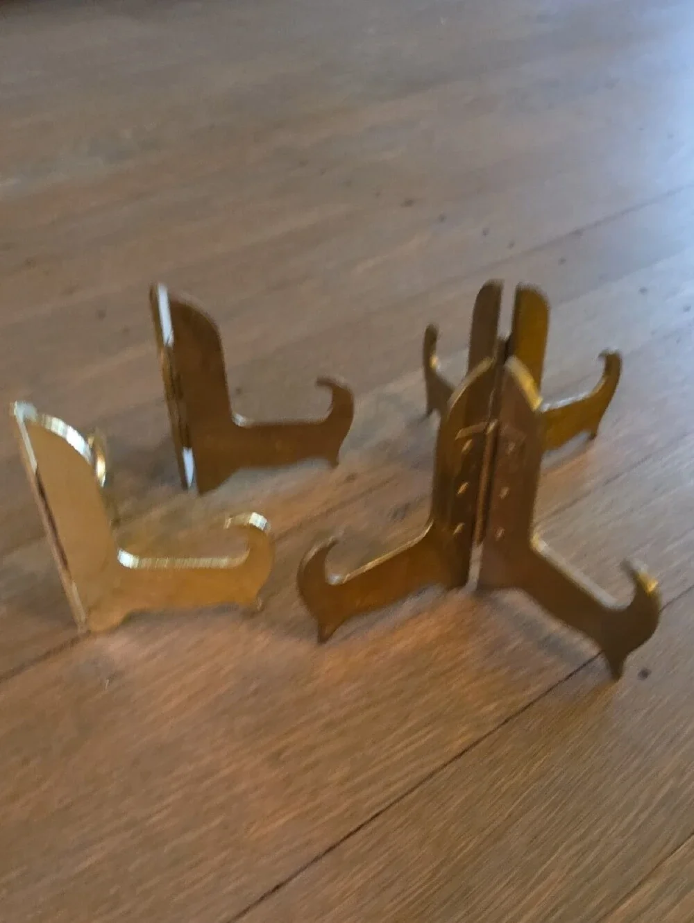 Brass Folding Plate/ Display Easels Stands- Set of 4. 3